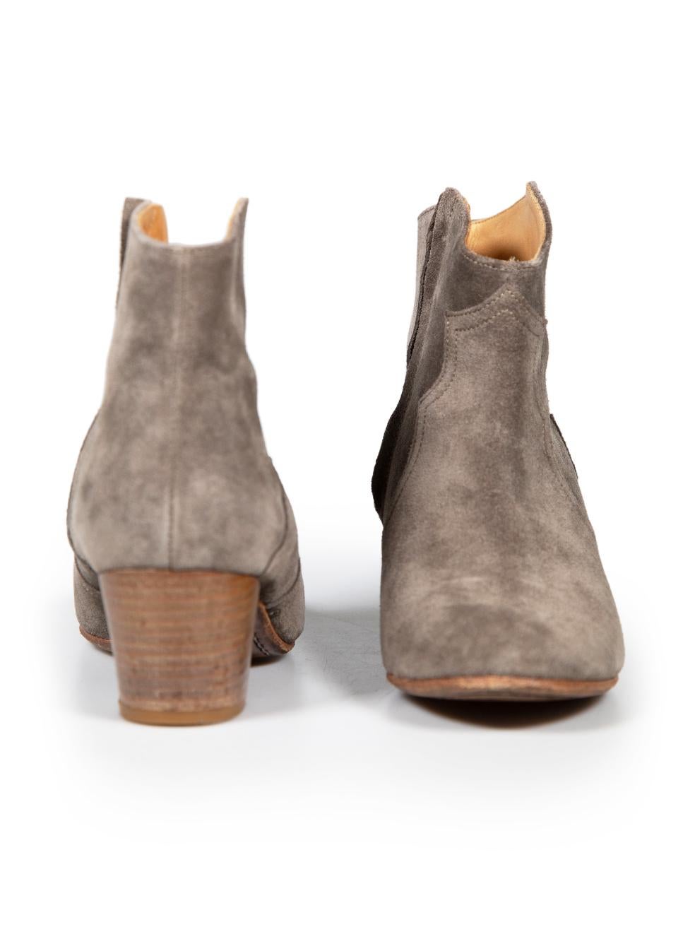 Isabel Marant Isabel Marant Étoile Grey Suede Western Boots Size IT 38 In Good Condition For Sale In London, GB