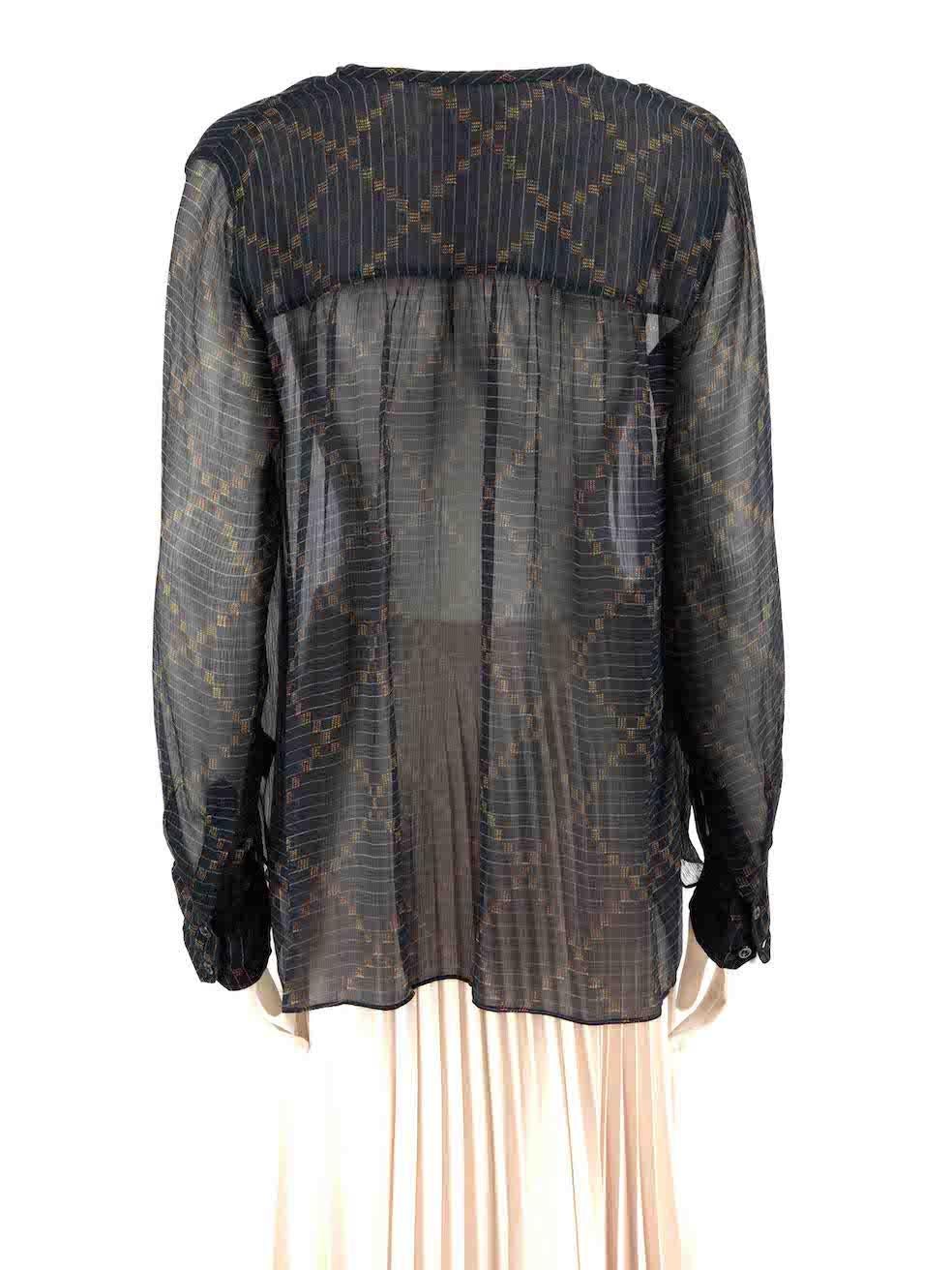 Isabel Marant Isabel Marant Etoile Navy Sheer Pinstripe Diamond Blouse Size S In Good Condition For Sale In London, GB