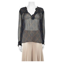 Isabel Marant Isabel Marant Etoile Navy Sheer Pinstripe Diamond Blouse Size S