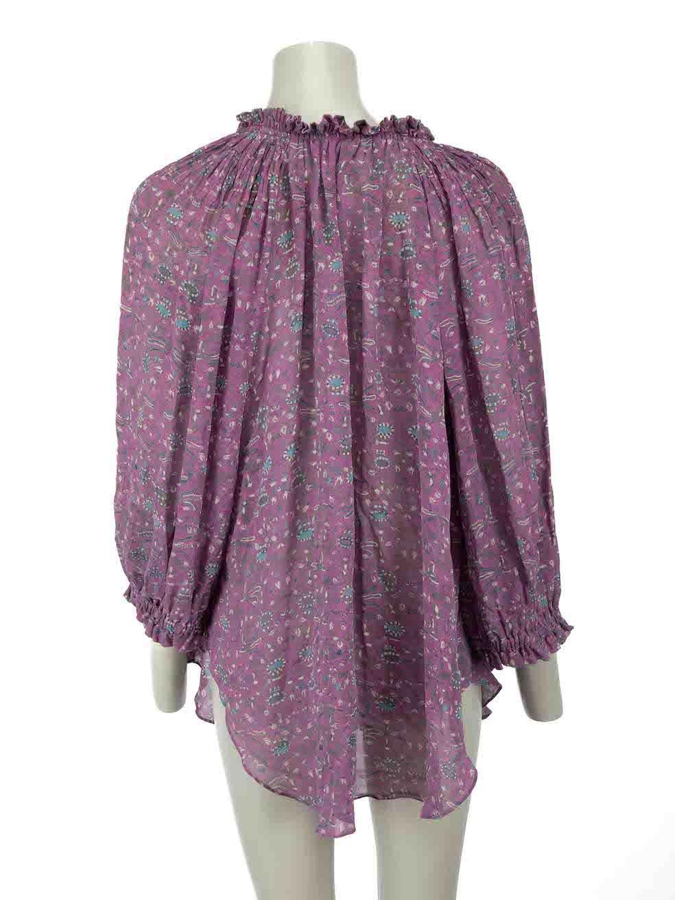 Isabel Marant Isabel Marant Etoile Purple Paisley Print Sheer Blouse Size S In Excellent Condition For Sale In London, GB