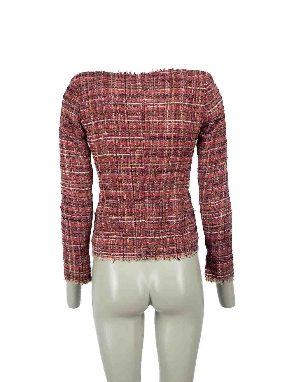 Isabel Marant Isabel Marant Etoile Red Checked Fringed Boucle Jacket Size XS In Excellent Condition For Sale In London, GB