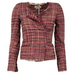 Isabel Marant Etoile Red Checked Fringed Boucle Jacket Taille XS
