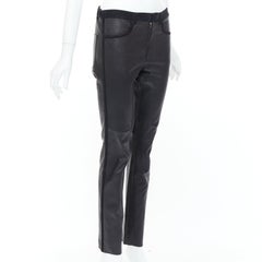 Pantalon skinny taille moyenne en cuir d'agneau avec bordures en daim ISABEL MARANT, taille FR36 S