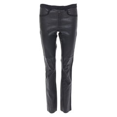 Pantalon skinny taille moyenne en cuir d'agneau avec bordures en daim ISABEL MARANT, taille FR36 S