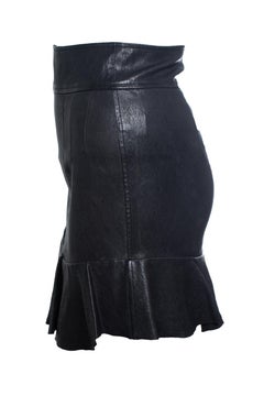 Isabel Marant, leather skirt with ruffle stroke