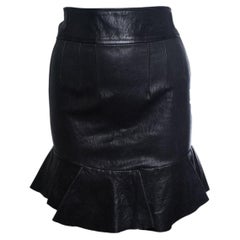 Isabel Marant, leather skirt with ruffle stroke