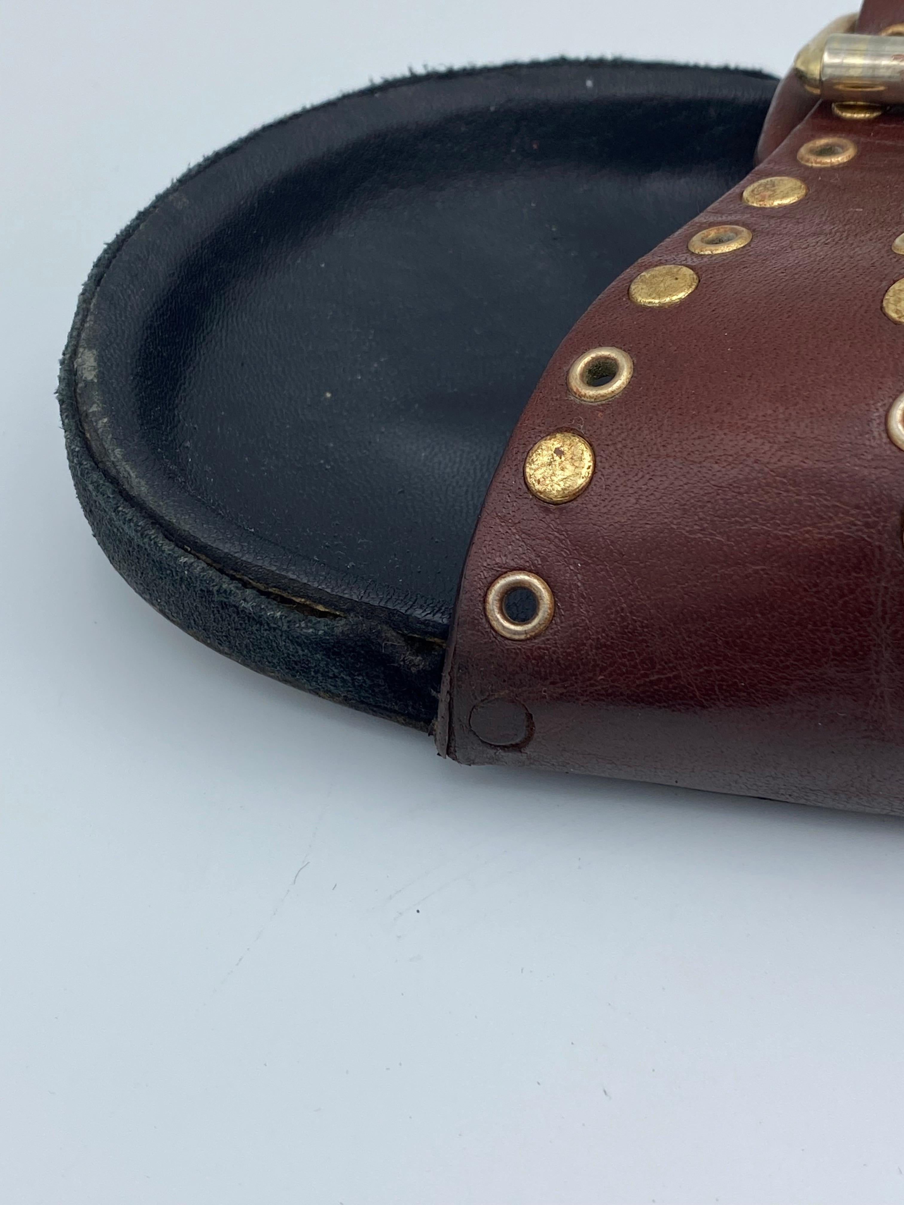 Black Isabel Marant Lennyo Grommet Leather Slides Sandals, Size  For Sale