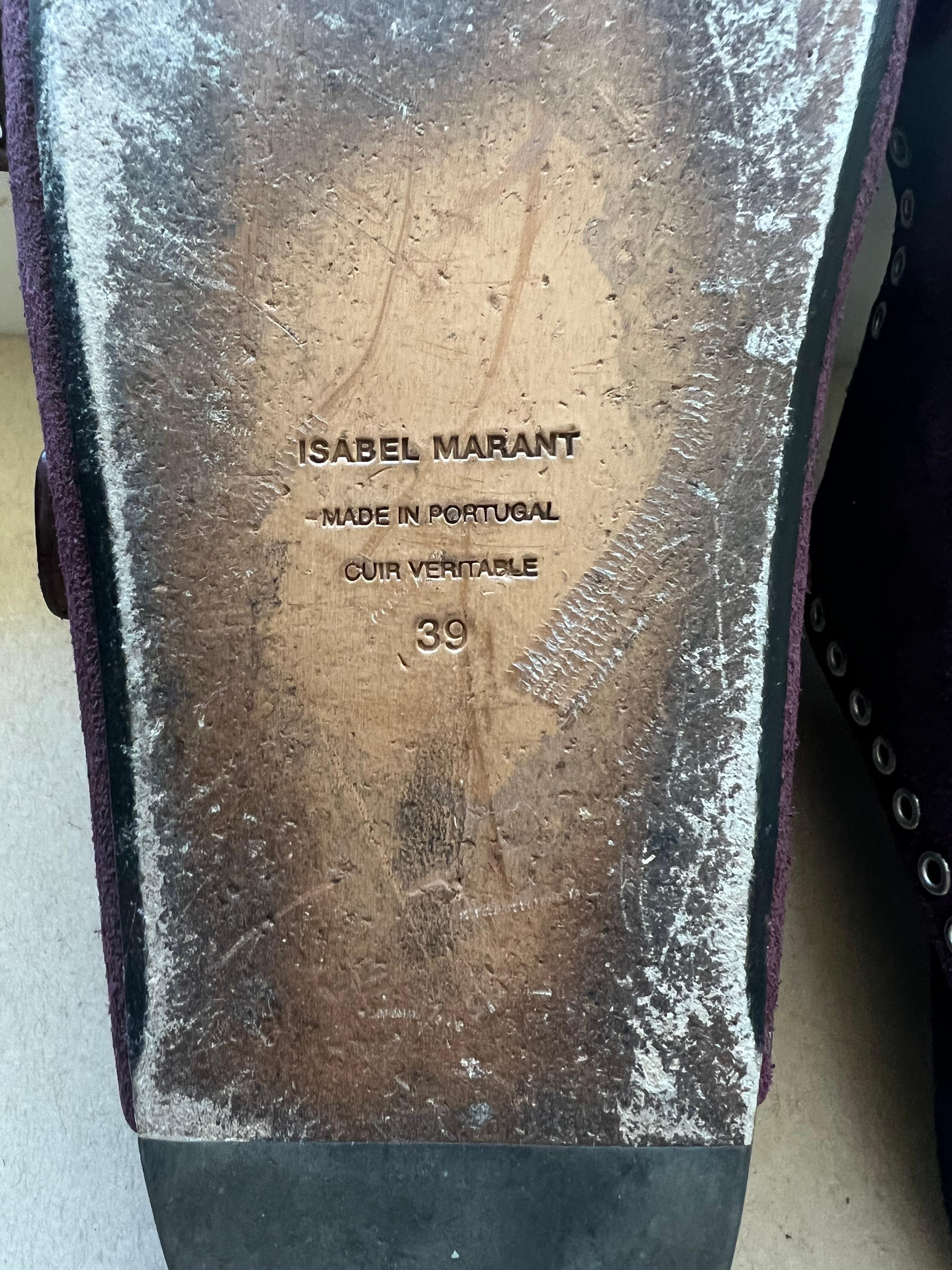 Black Isabel Marant Lennyo Suede Slides Burgundy, Size 39