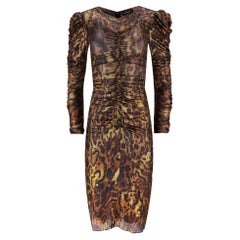 Isabel Marant Leopard Print Silk Blend Ruched Dress