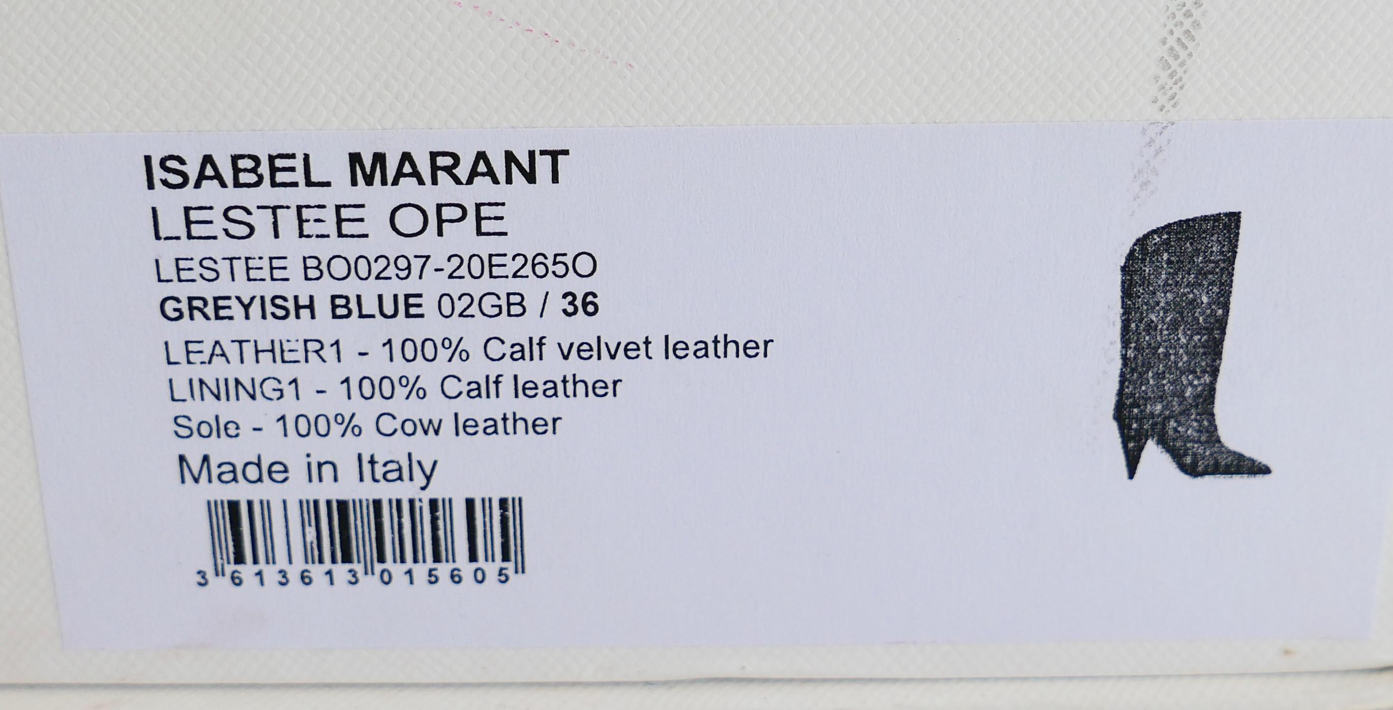 Isabel Marant Lestee Greyish Blue Suede Cowboy Boots For Sale 2