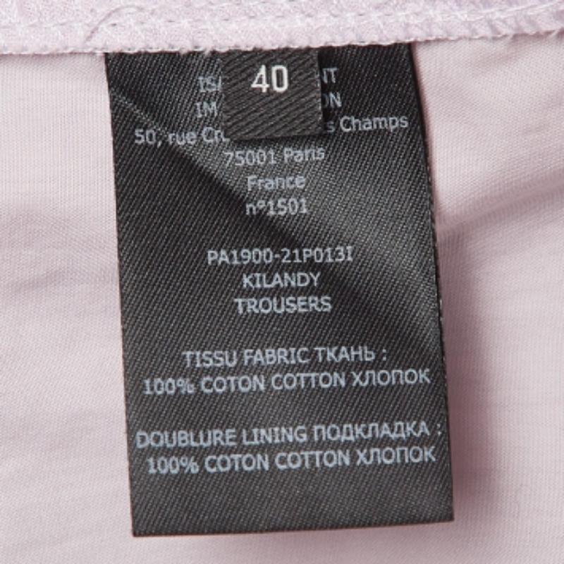 Isabel Marant Pantaloni a pieghe in cotone viola chiaro M In condizioni buone in vendita a Dubai, Al Qouz 2