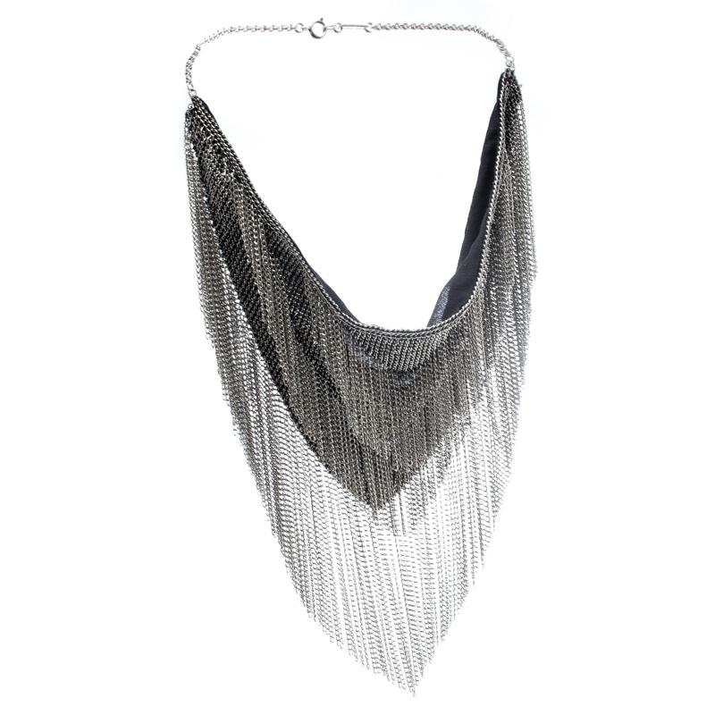 Contemporary Isabel Marant Linares Handkerchief Silver Tone Bib Necklace