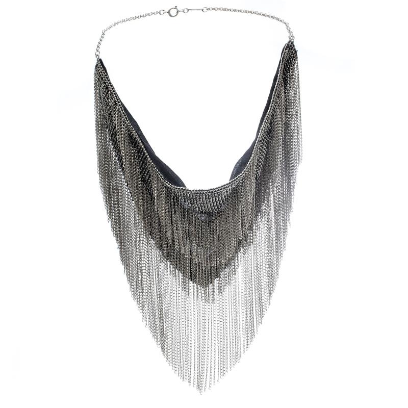 Isabel Marant Linares Handkerchief Silver Tone Bib Necklace