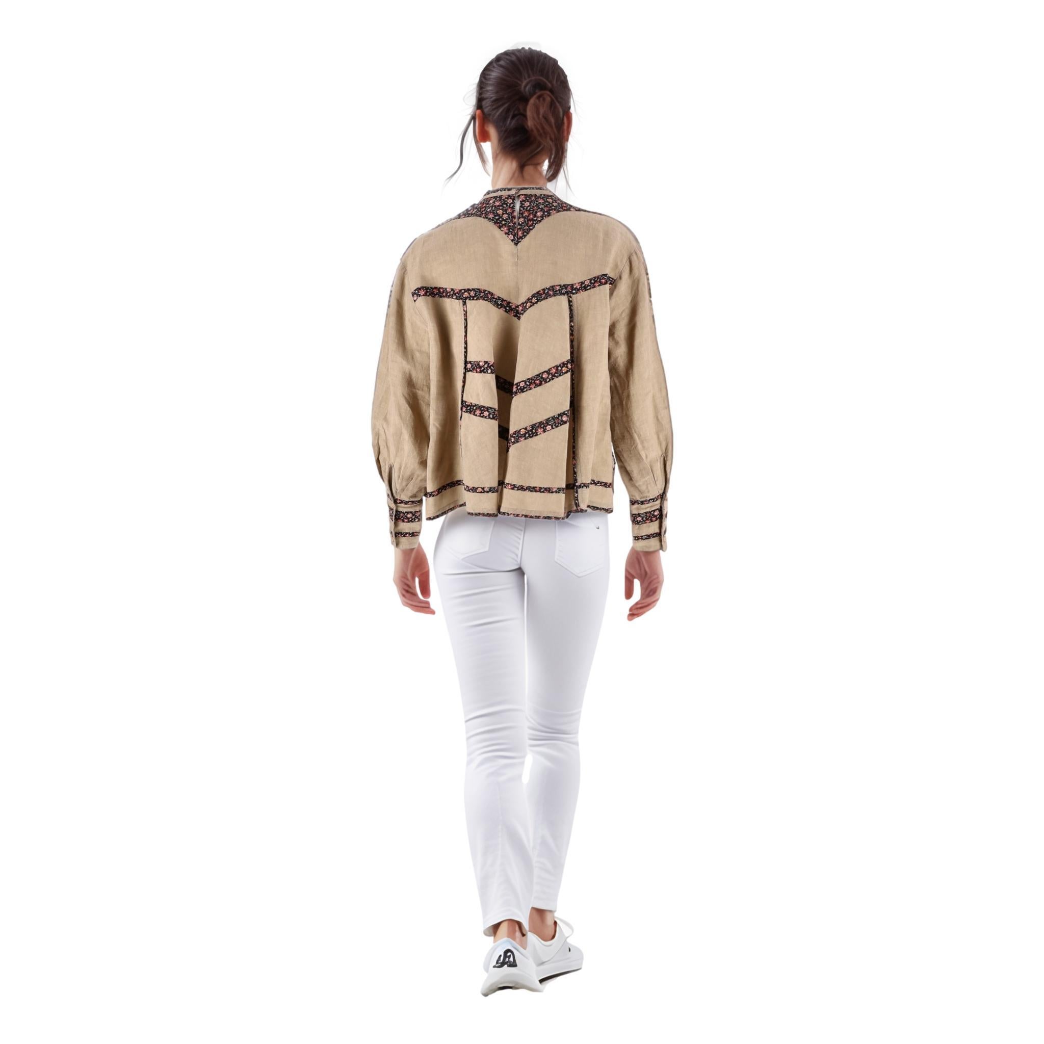 Top in lino Isabel Marant con finiture floreali In condizioni ottime in vendita a London, GB