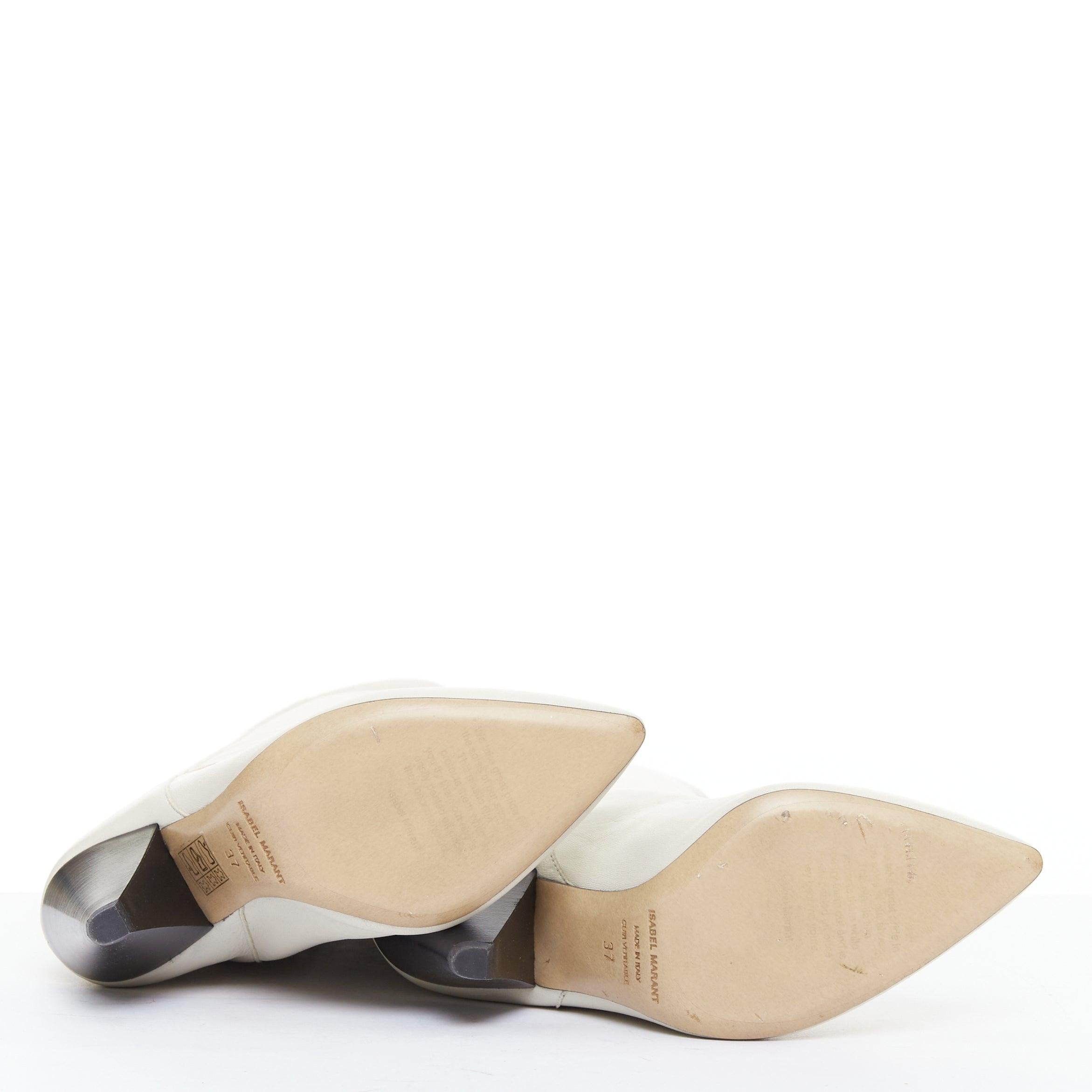 ISABEL MARANT Loens botas altas de tacón cónico de piel de cordero beige tiza EU37 en venta 6