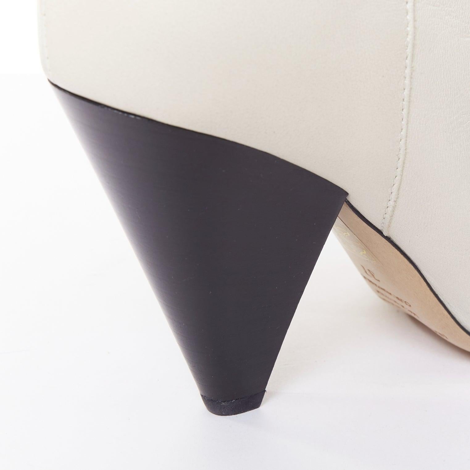 ISABEL MARANT Loens botas altas de tacón cónico de piel de cordero beige tiza EU37 en venta 4