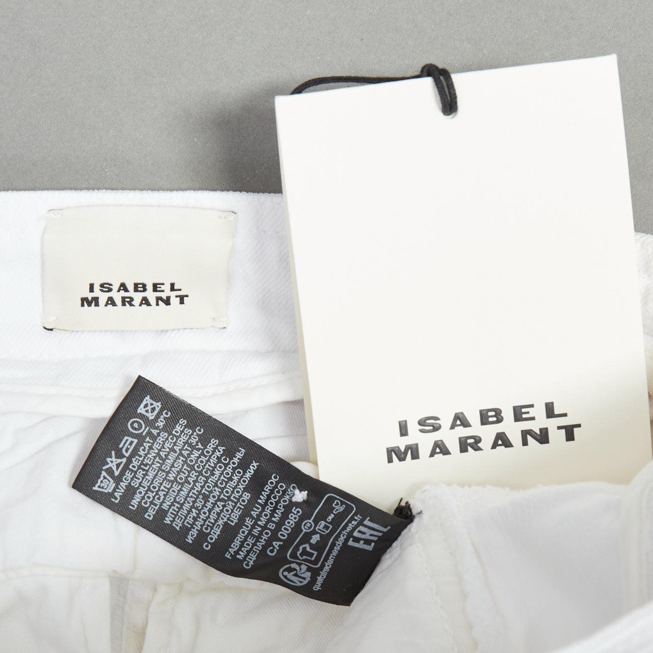 ISABEL MARANT Loma white denim silver zip panelled biker jeans FR34 XS For Sale 4