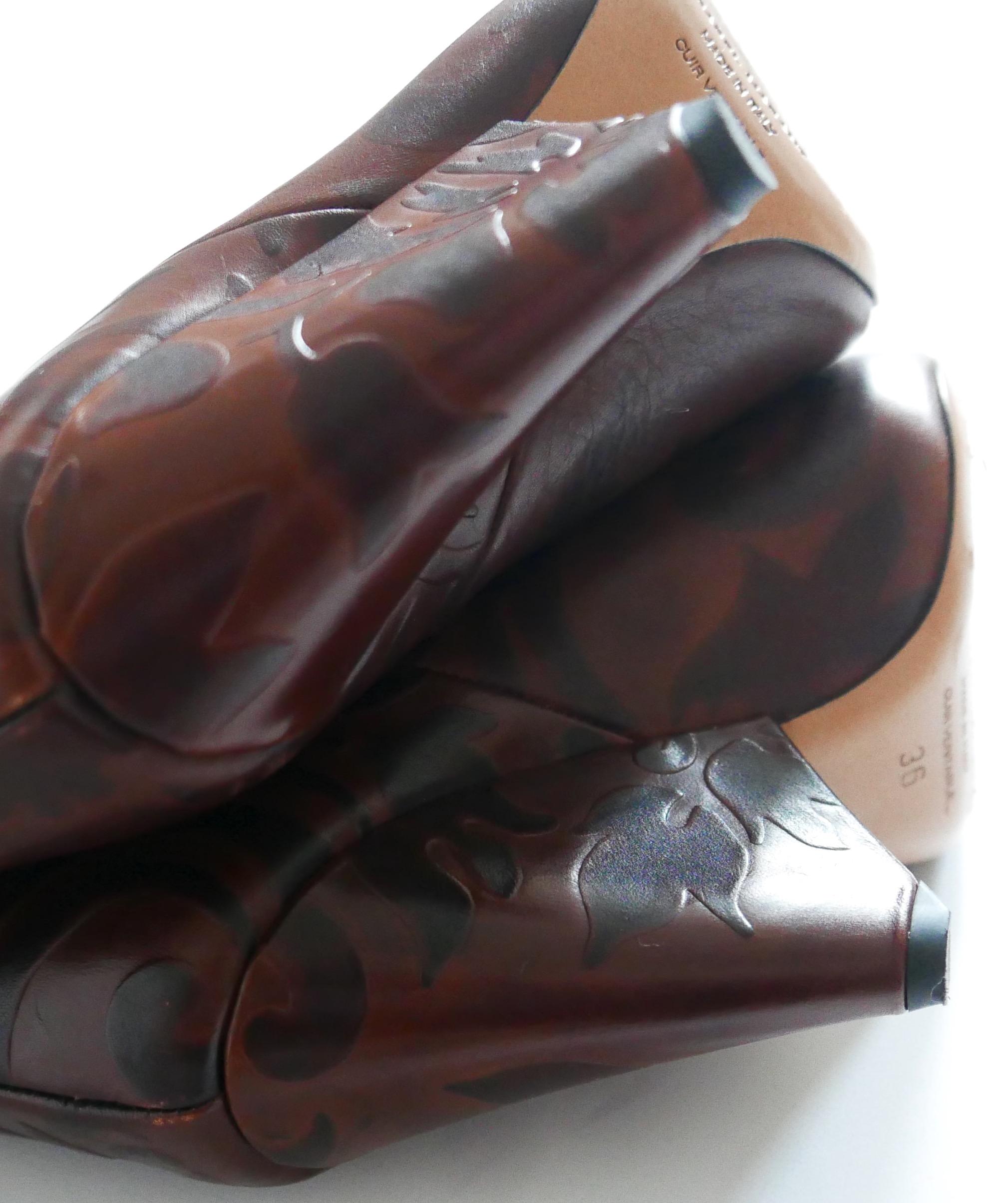 Isabel Marant Lostynn AW17 Brown Embossed Leather Thigh High Boots For Sale 2