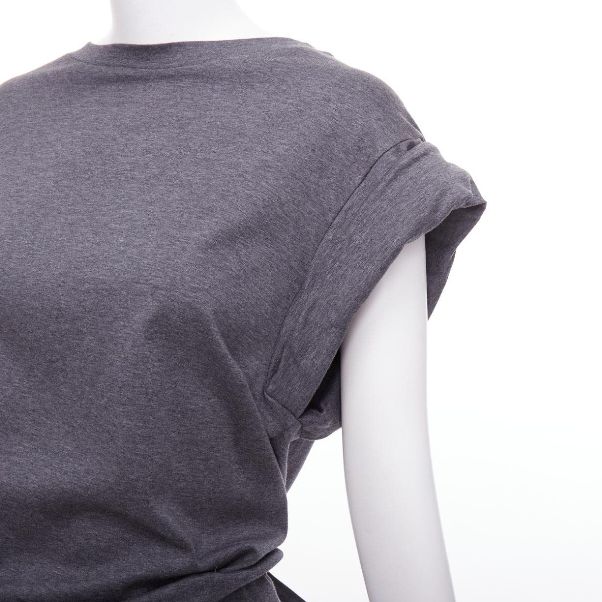 ISABEL MARANT Lowell Graues Baumwolloberteil mit gerollten Tropfenärmeln und offenem Krawattenrücken FR36 S im Angebot 3
