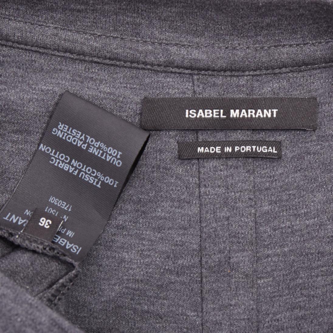 ISABEL MARANT Lowell Graues Baumwolloberteil mit gerollten Tropfenärmeln und offenem Krawattenrücken FR36 S im Angebot 5