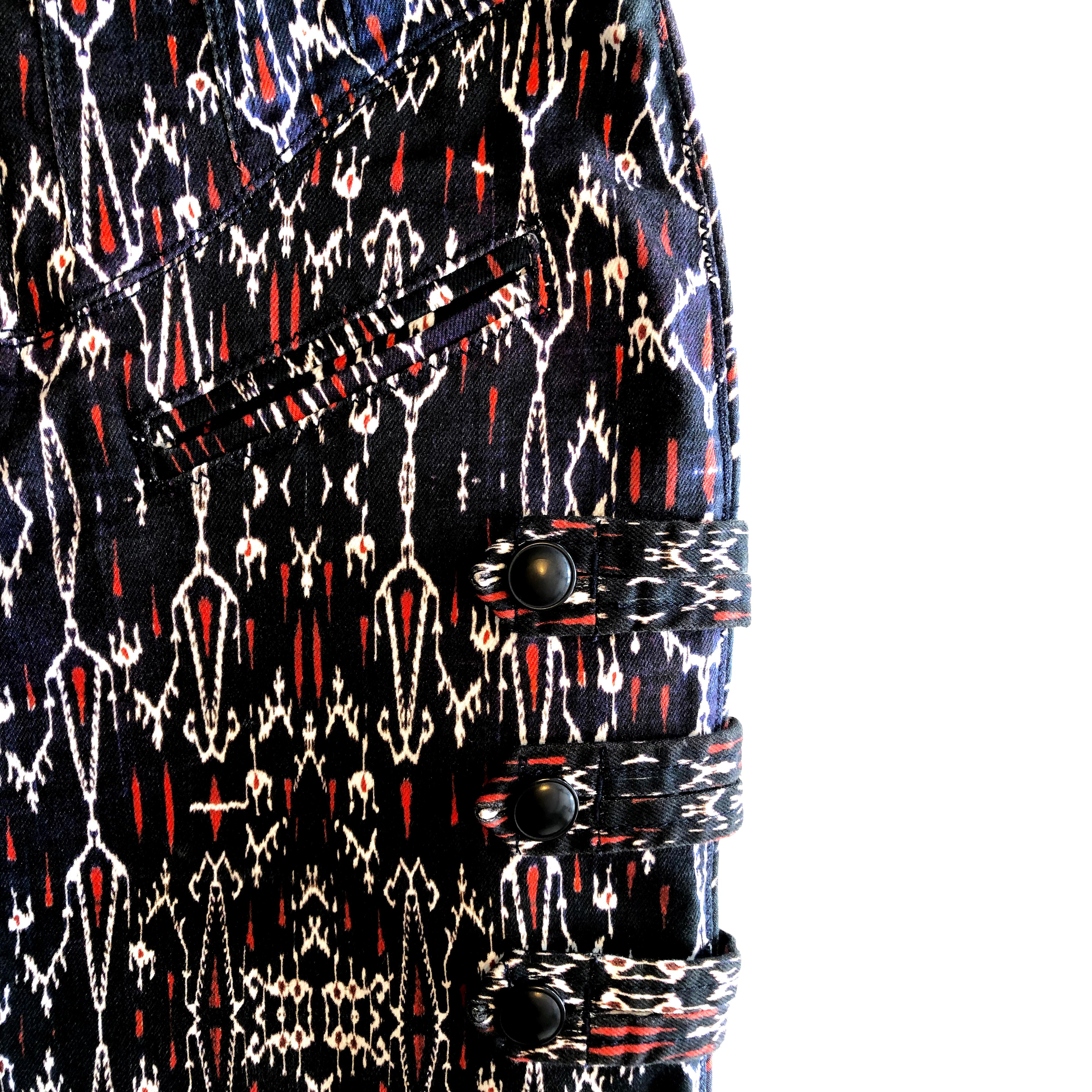 Black Isabel Marant Skirt - High-Waisted - Stretch Cotton - Side Strap Detailing  For Sale