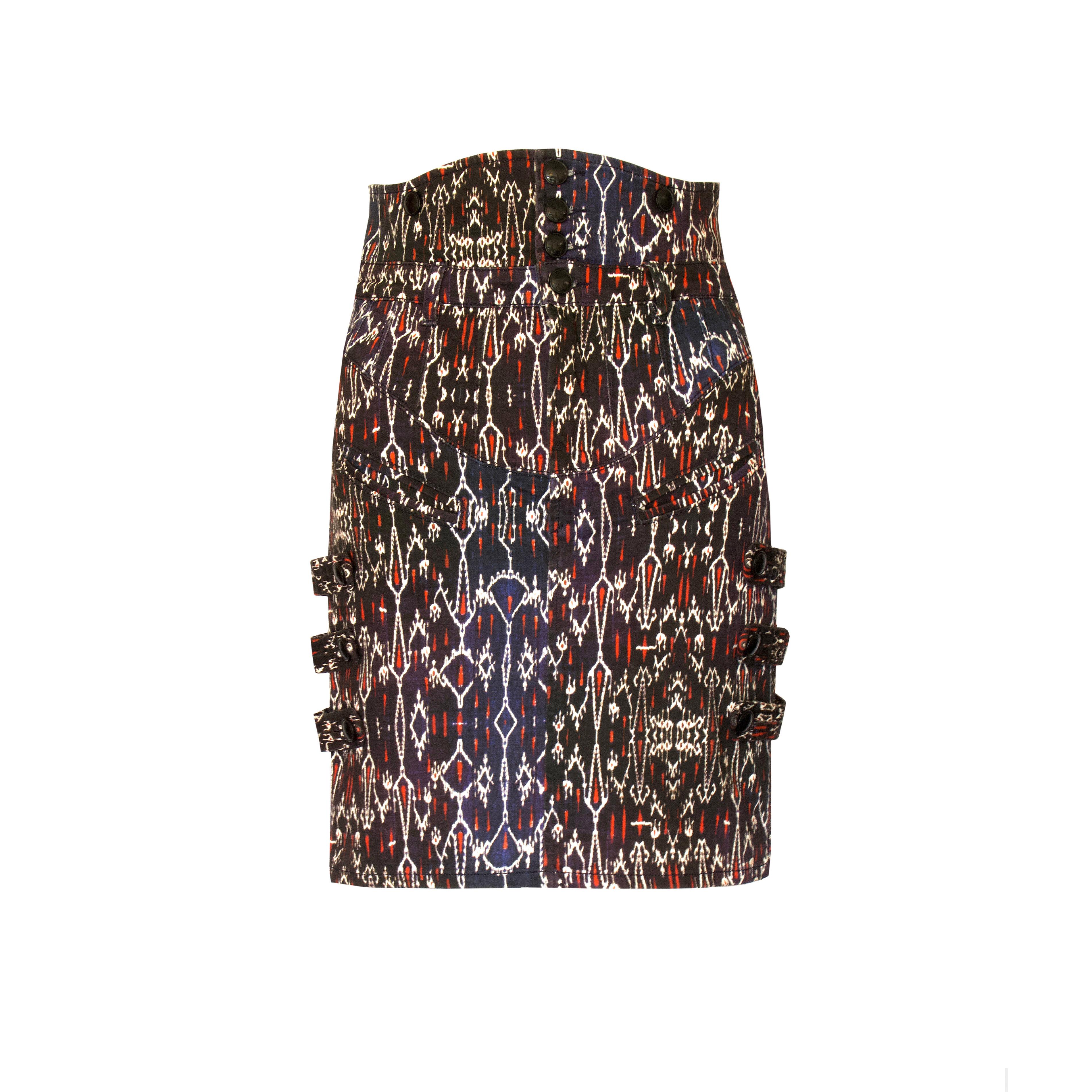 Isabel Marant Skirt - High-Waisted - Stretch Cotton - Side Strap Detailing  In Excellent Condition For Sale In KENT, GB