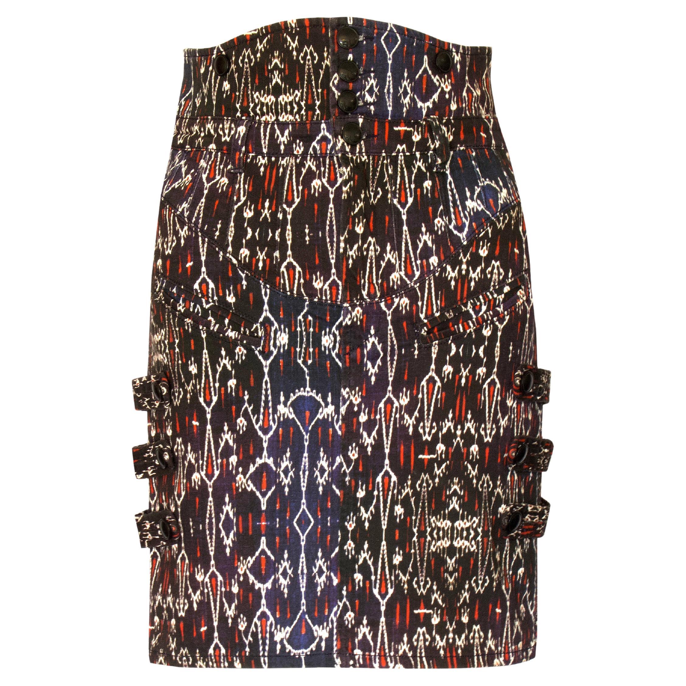 Isabel Marant Skirt - High-Waisted - Stretch Cotton - Side Strap Detailing  For Sale