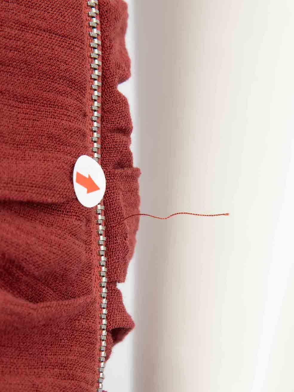 Isabel Marant Maroon Ruched Ruffle Accent Mini Dress Size L In New Condition In London, GB