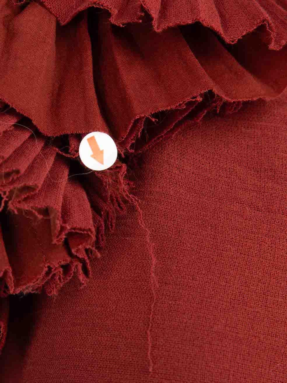 Women's Isabel Marant Maroon Ruched Ruffle Accent Mini Dress Size L