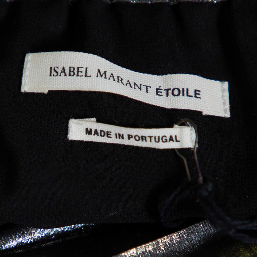 Women's Isabel Marant Metallic Grey Lame' Pleated Knee Length Skirt M For Sale