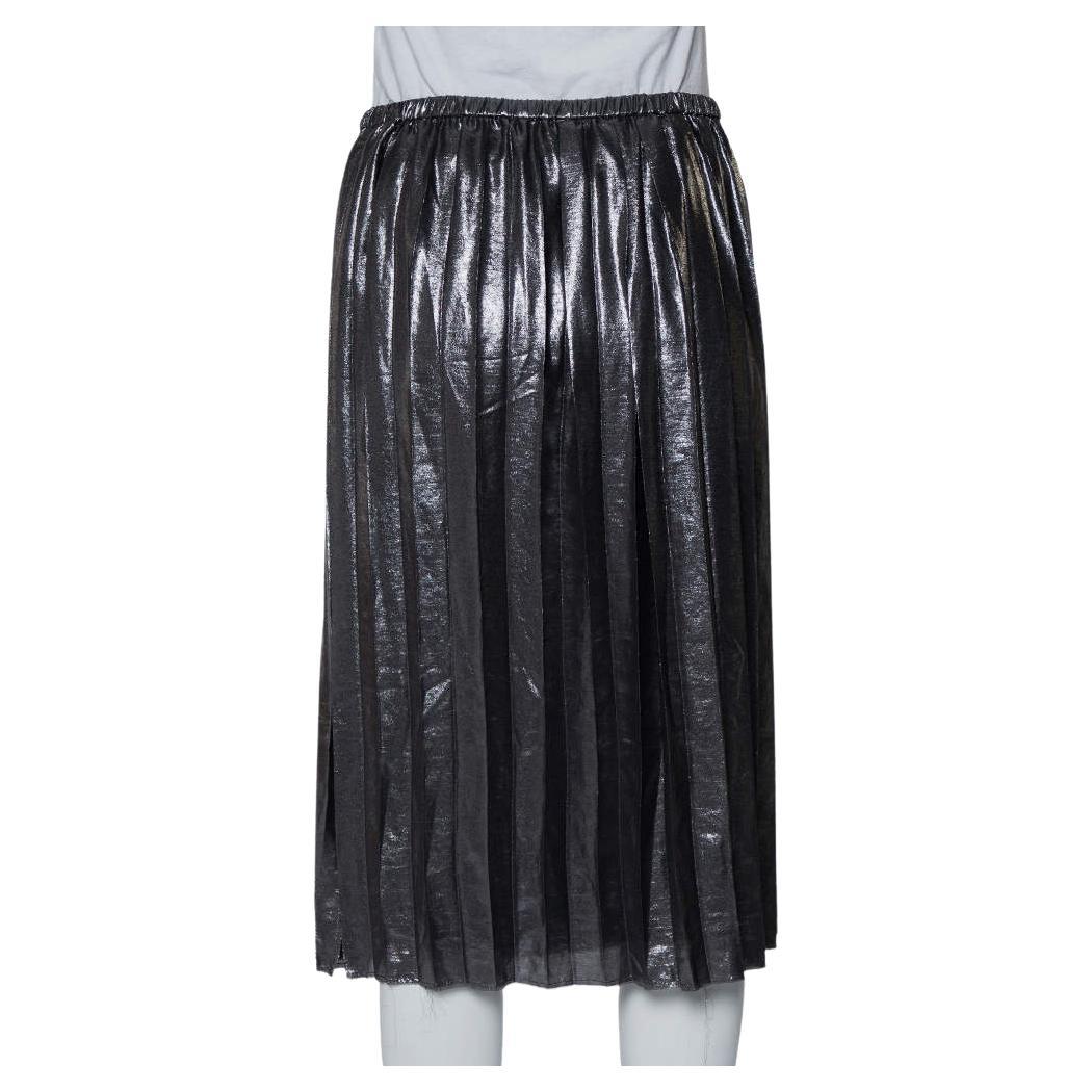 Isabel Marant Metallic Grey Lame' Pleated Knee Length Skirt M For Sale