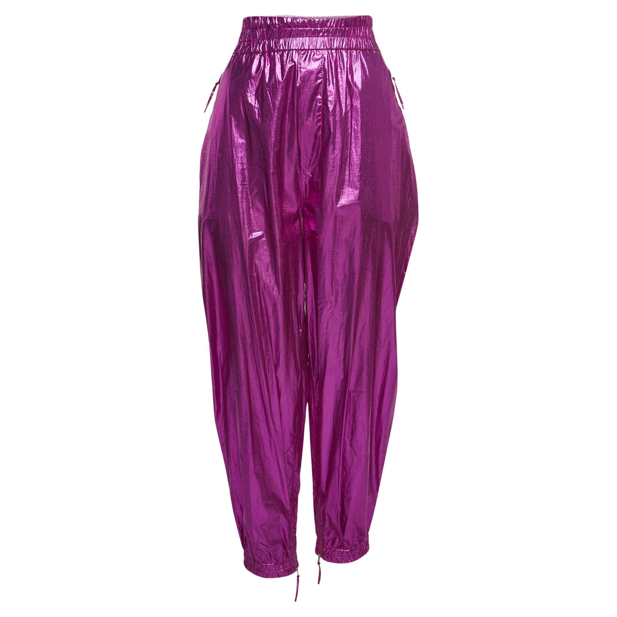 Isabel Marant Metallic Pink Cotton Carrot-Fit Galoni Trousers L For Sale