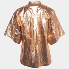 Isabel Marant Metallic Rose Gold Cotton Buttoned Tren Top S
