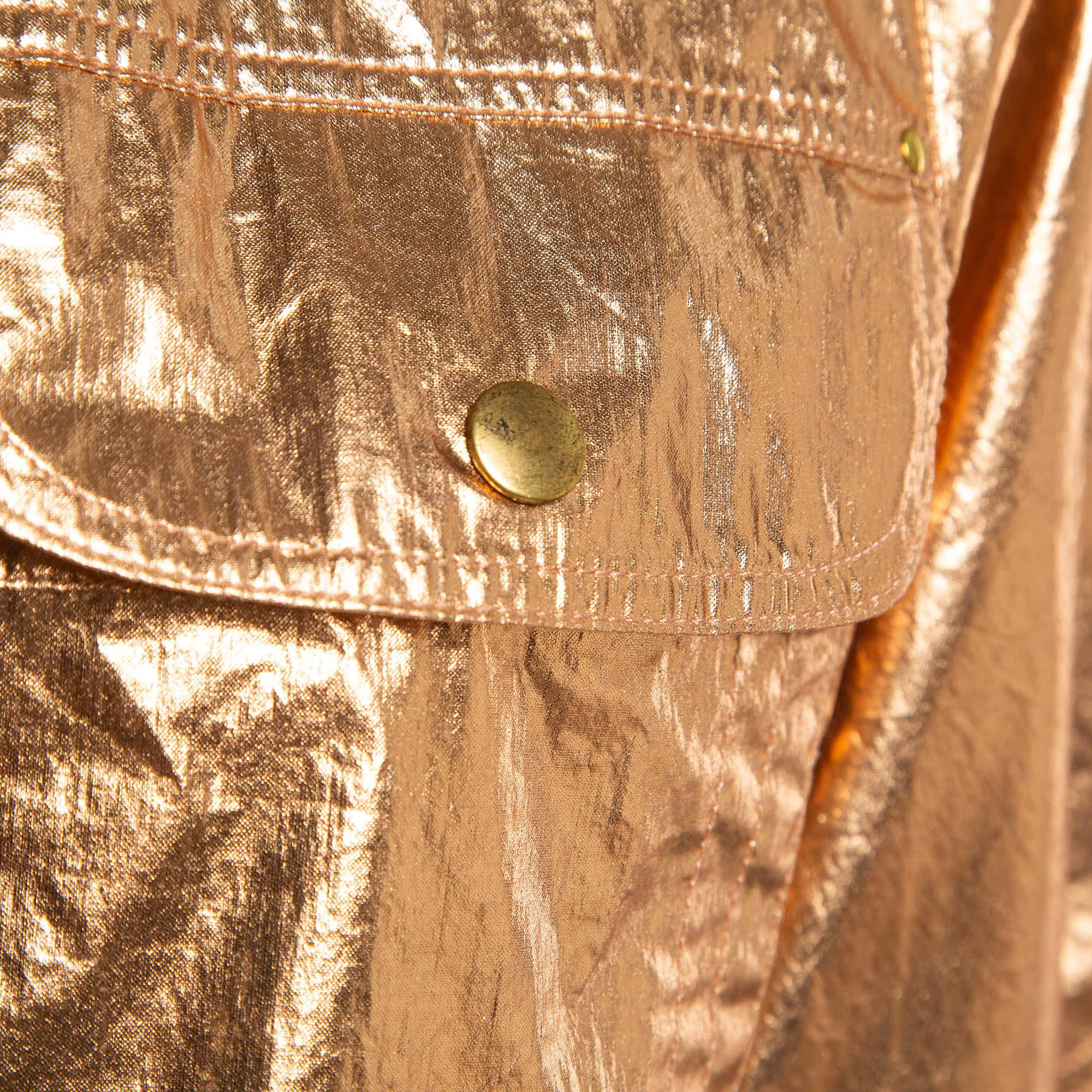 Brown Isabel Marant Metallic Rose Gold Cotton Buttoned Tren Top S For Sale