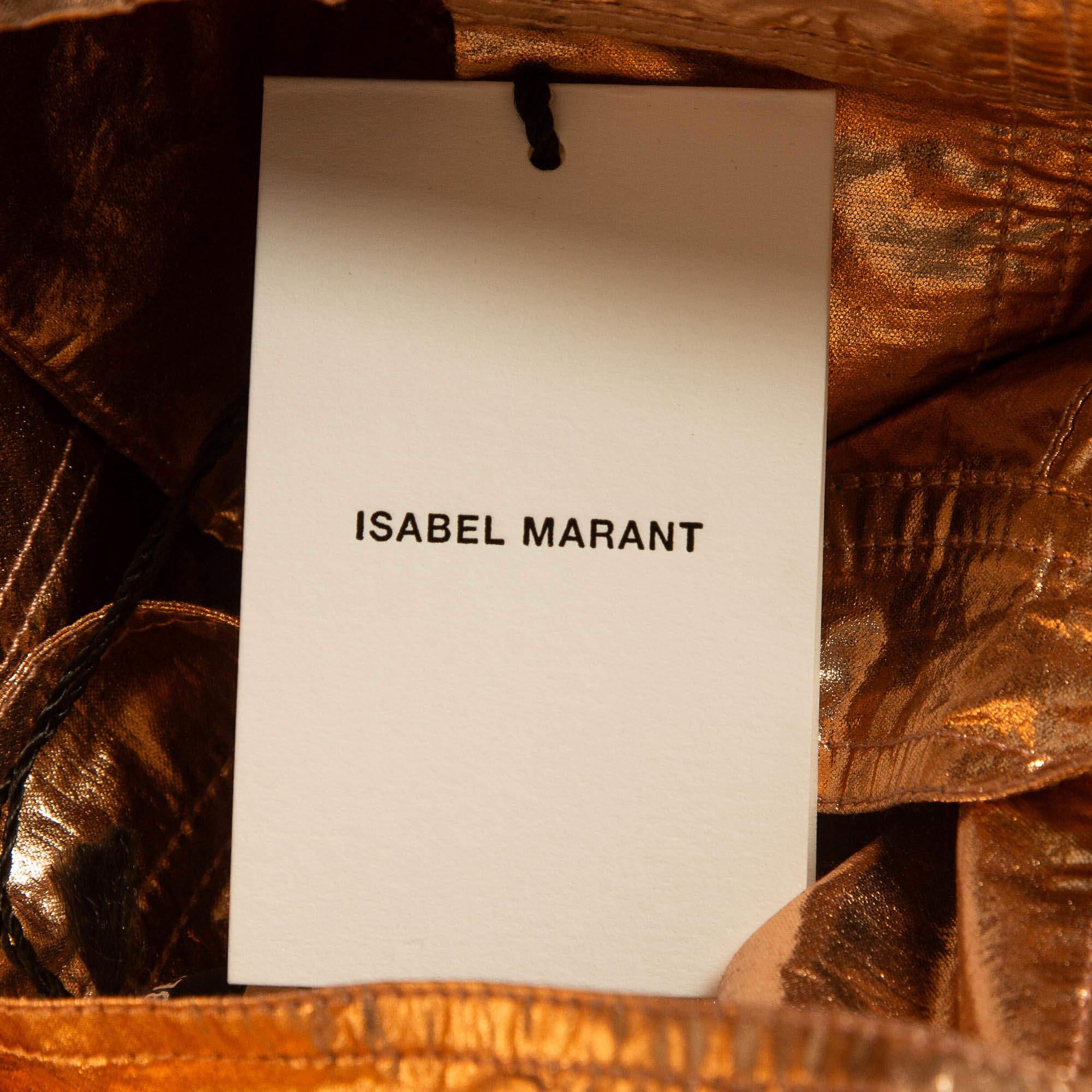 Isabel Marant Metallic Rose Gold Cotton Buttoned Tren Top S For Sale 1