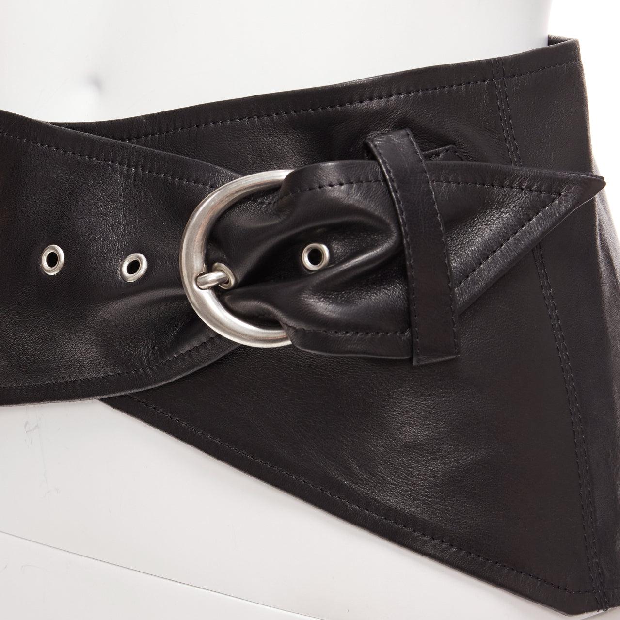 ISABEL MARANT Mosa black calf leather silver metal ring cotton lined belt 70cm
Reference: AAWC/A01208
Brand: Isabel Marant
Model: Mosa
Material: Leather
Color: Black, Silver
Pattern: Solid
Closure: Belt
Lining: Black Cotton
Extra Details: Cotton