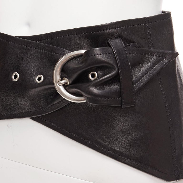 ISABEL MARANT Mosa black calf leather silver metal ring  display picture 3