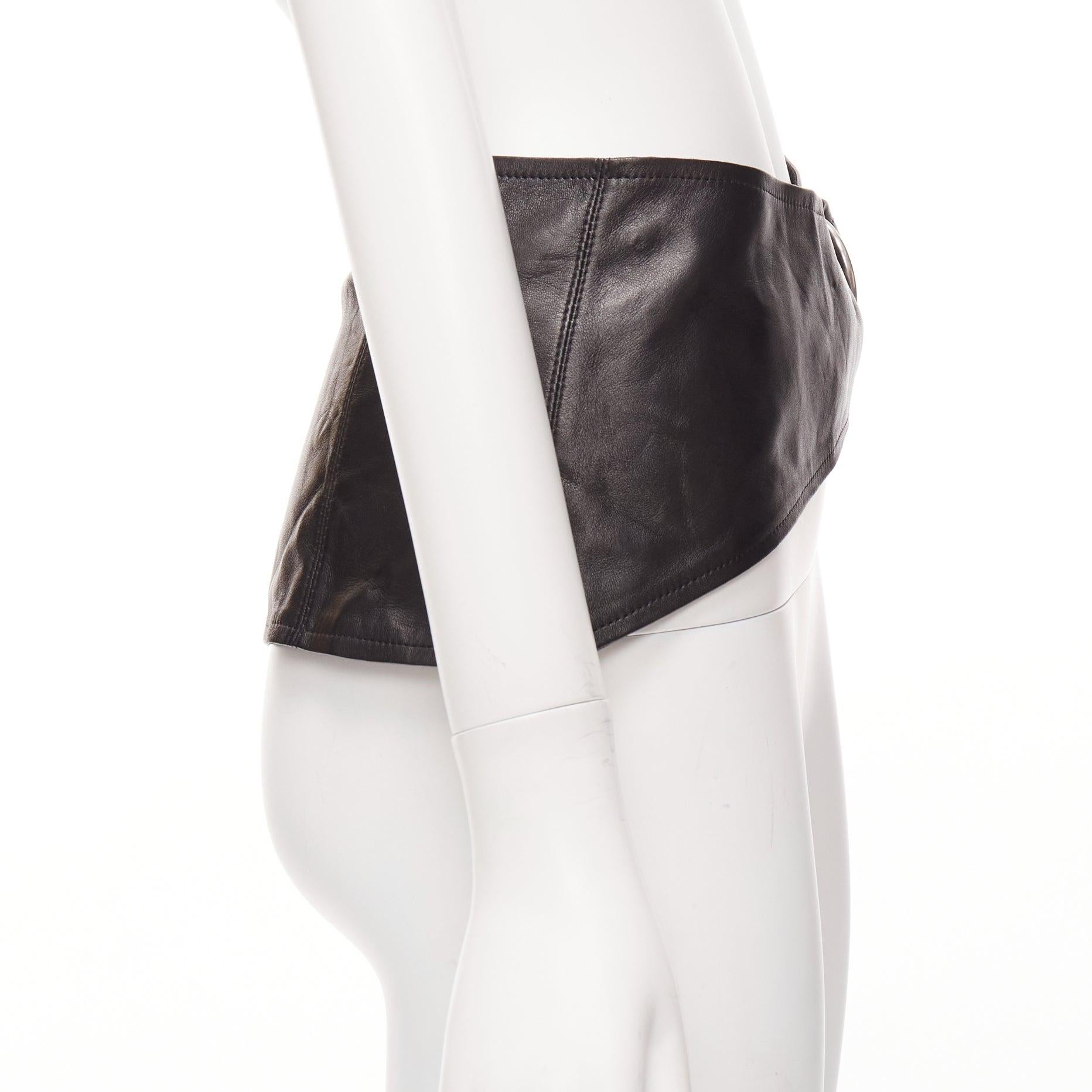 Women's ISABEL MARANT Mosa black calf leather silver metal ring cotton lined belt 70cm For Sale