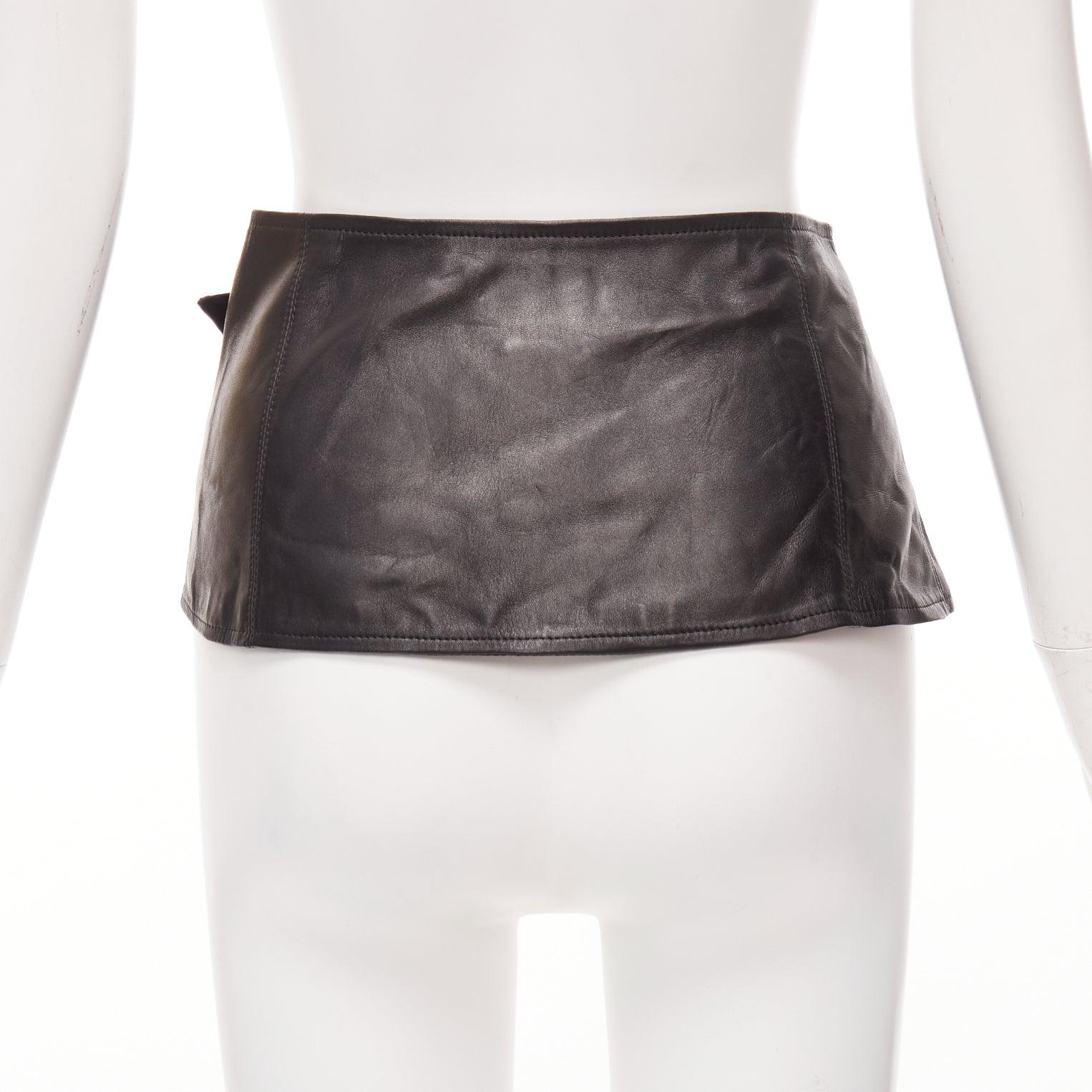 ISABEL MARANT Mosa black calf leather silver metal ring cotton lined belt 70cm For Sale 1