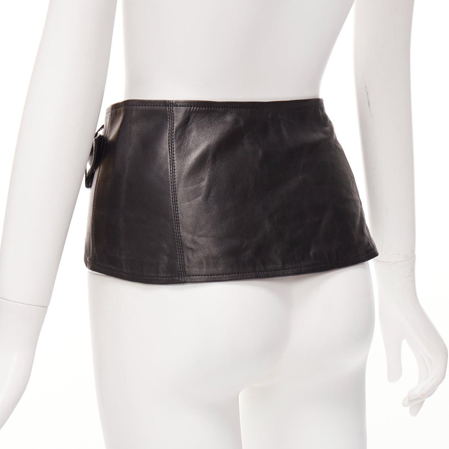 ISABEL MARANT Mosa black calf leather silver metal ring cotton lined belt 70cm For Sale 2