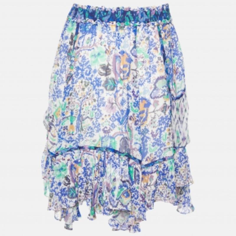 Isabel Marant Multicolor Print Krepp Viviane Rock S (Grau) im Angebot