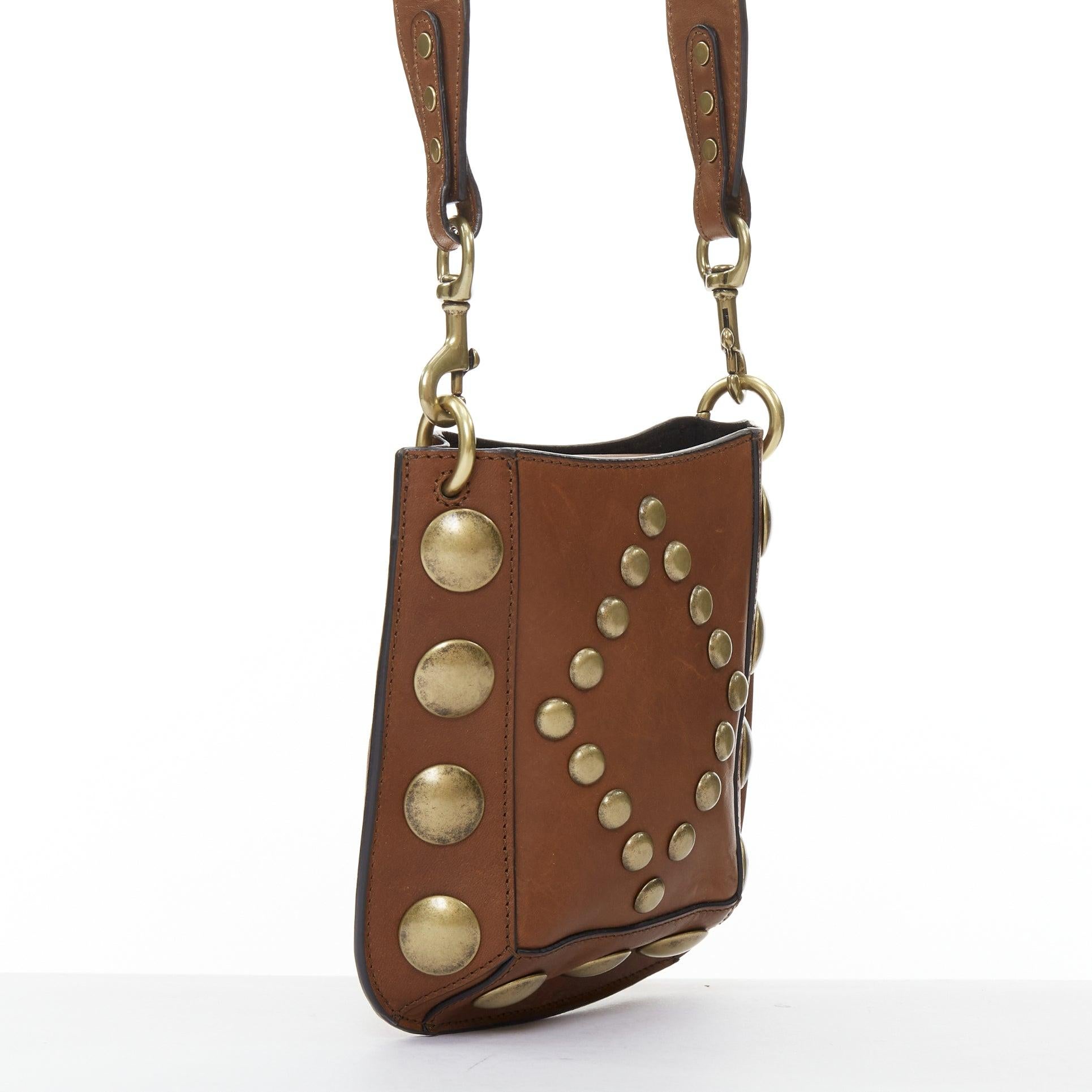 Marron ISABEL MARANT Nasko sac hobo en cuir marron à clous ronds dorés pour le transport du corps en vente