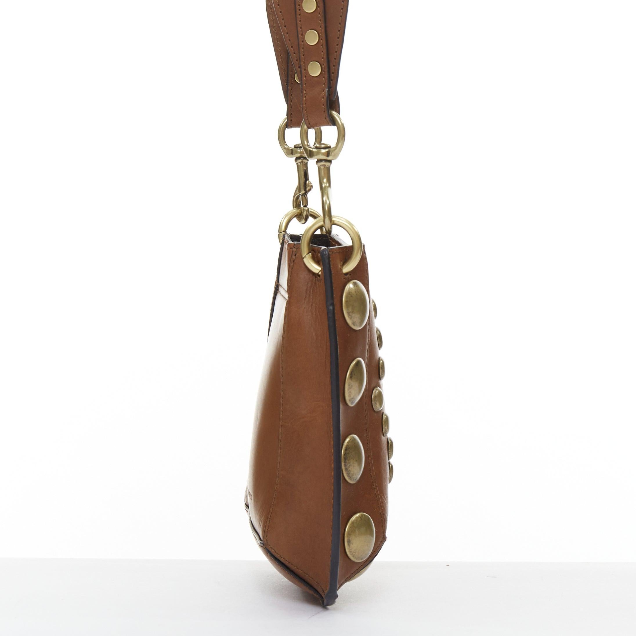 ISABEL MARANT Nasko sac hobo en cuir marron à clous ronds dorés pour le transport du corps Pour femmes en vente