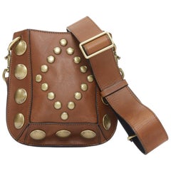 ISABEL MARANT Nasko sac hobo en cuir marron à clous ronds dorés pour le transport du corps