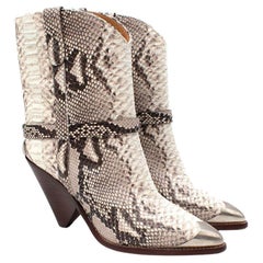 Isabel Marant Natural Python Embossed Leather Heeled Western Boots