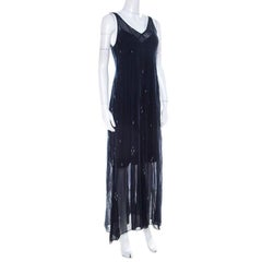 Isabel Marant Navy Blue Chiffon Sleeveless Cassidy Maxi Dress S