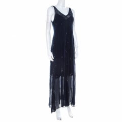 Isabel Marant Navy Blue Chiffon  Sleeveless Cassidy Maxi Dress S