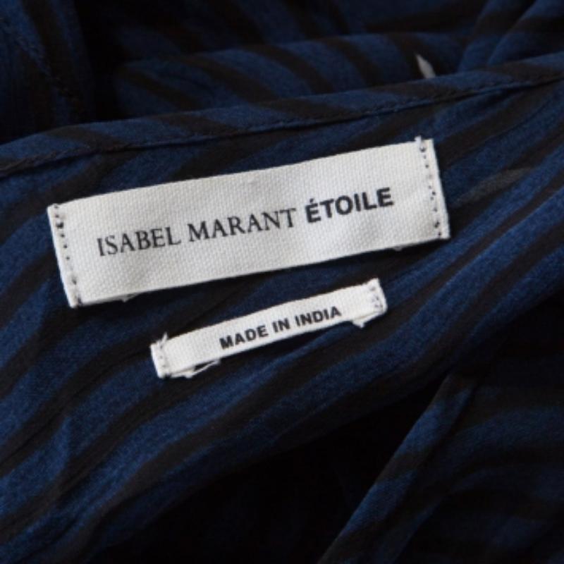 Isabel Marant - Chiffon blu navy  Maxi abito senza maniche Cassidy S In condizioni ottime in vendita a Dubai, Al Qouz 2
