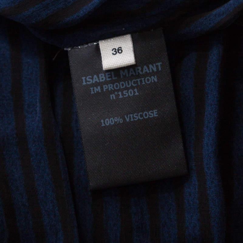 Isabel Marant Navy Blue Chiffon Sleeveless Cassidy Maxi Dress S 1