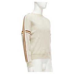 ISABEL MARANT Nelson grey melange cotton striped trim sweatshirt S